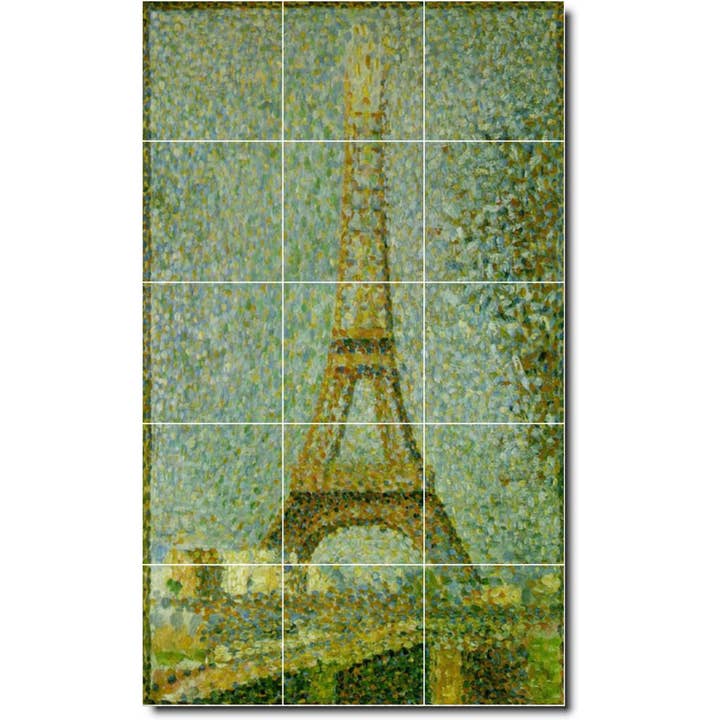 Mural de Azulejos da Cidade Eiffel por Georges Seurat por atacado de Picture-Tiles.com