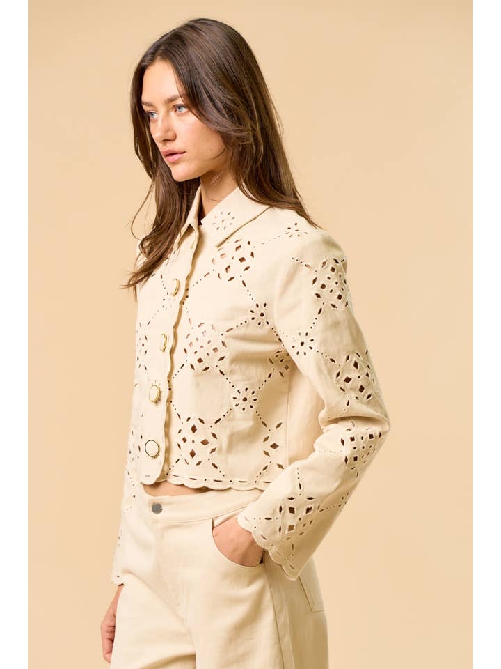 CREAM Motif Long Sleeve Top for wholesale on Faire2