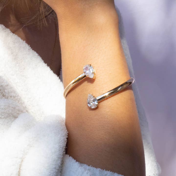 Two Cz Drops Bangle for wholesale by Lacosta Jewelry Corp