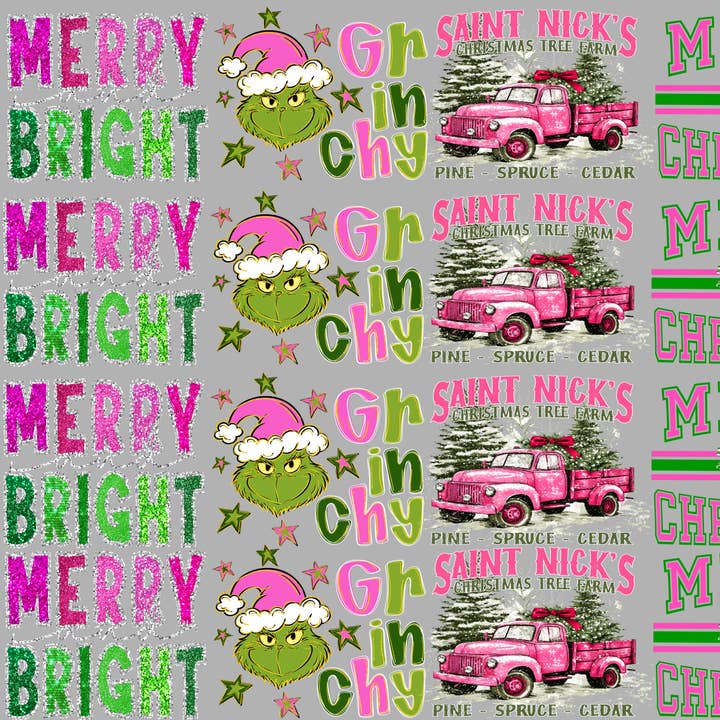 PINK TREE CHRISTMAS PREMADE GANG SHEET for wholesale by Skymorphew Branding Co