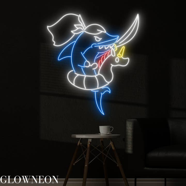 Glow Neon - Wholesale Neon sign - Shark Soldier Neon Sign, Shark With Sword Led Sign, Kid Gift3