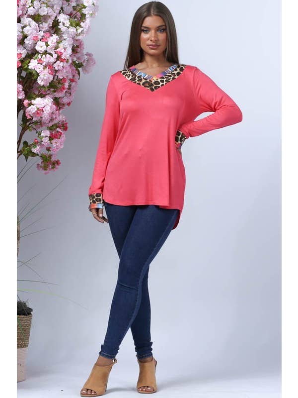 Avery - Wholesale Tunic - Women's - AV1144-SELENA SERAPE-LEOPARD PRINT V NECK TOP7