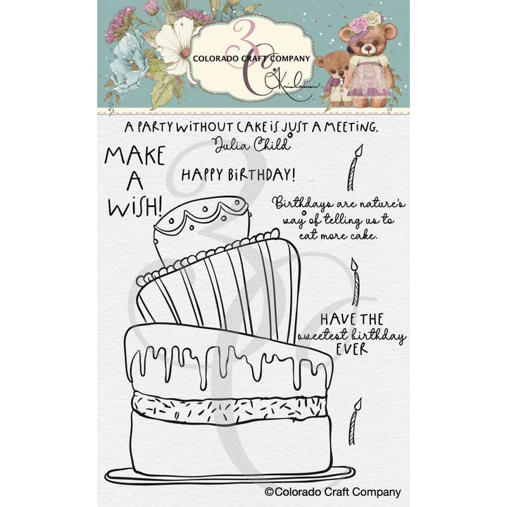Colorado Craft Company - Wholesale Rubber/Decorative Stamp - KL986 Kris Lauren~Eat More Cake 4 x 6 Clear Stamps