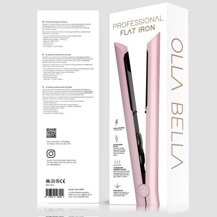 PROFESSIONAL HAIR STRAIGHTENER BALLET PINK ROSE GOLD CERAMIC COLLECTION for wholesale by Olla Bella