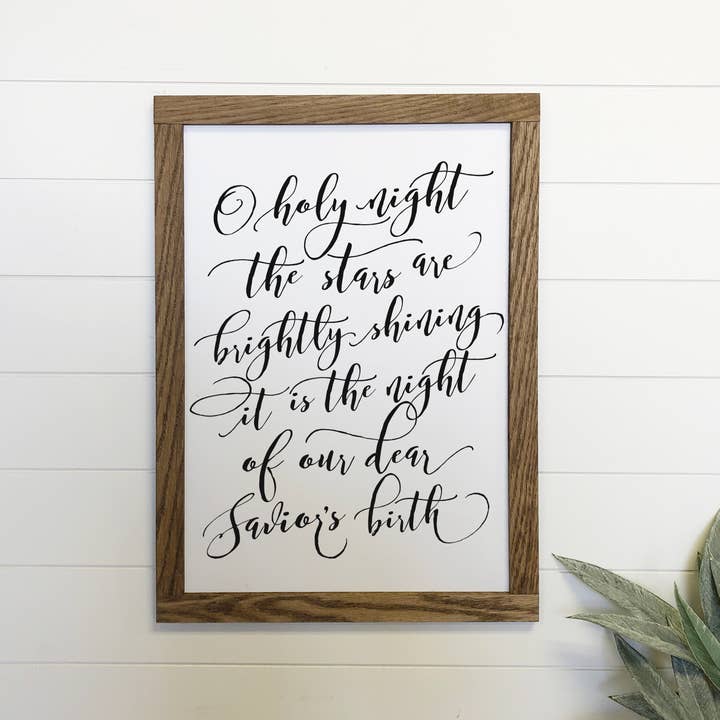Hangout Home - Wholesale Sign - O Holy Night Canvas Wood Sign Framed Wall Art Print