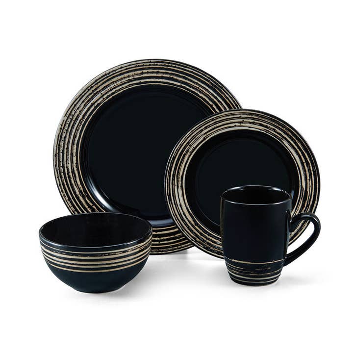 Pfaltzgraff Bryson Black 16Pc DW Set Gift Box Pkg for wholesale on Faire