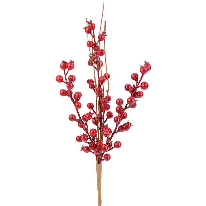 Will's Company - Wholesale Artificial Flowers - Artificial Red 'Rose Hip' Berry Pick - 11"