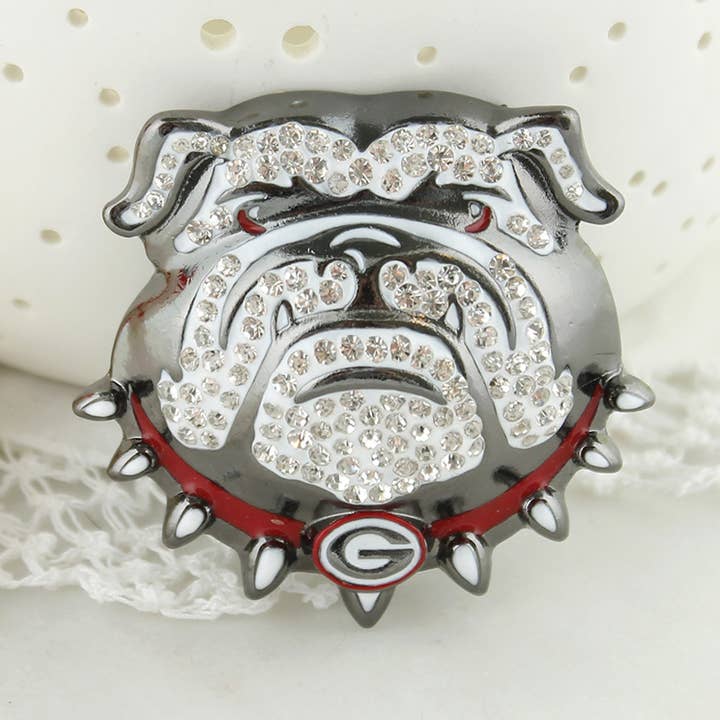 Épinglette avec logo en cristal des Bulldogs de Géorgie | UGA | Go Dawgs ! pour la vente par Seasons Jewelry