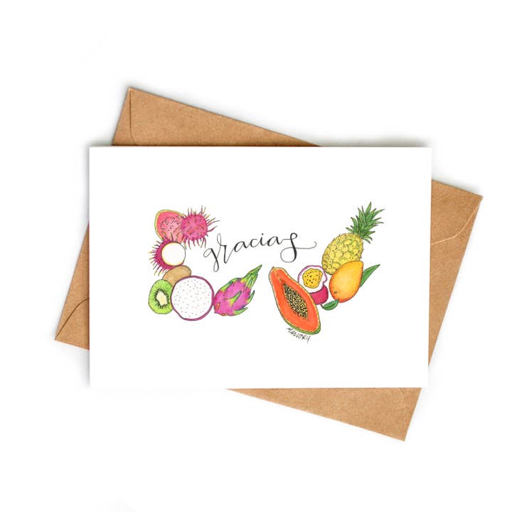Tropical Fruits Gracias Thank You Card in Spanish for wholesale by Stem and Soul