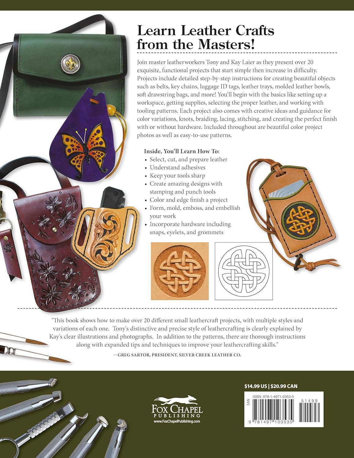 Fox Chapel Publishing - Vente Livre sur l'artisanat, les loisirs créatifs et le bricolage - Projets en cuir - Techniques, modèles et instructions1