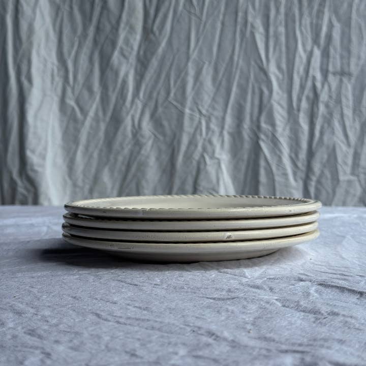 Office Objets - Wholesale Dinner Plate - Set of 4 small vintage white dessert plates D214