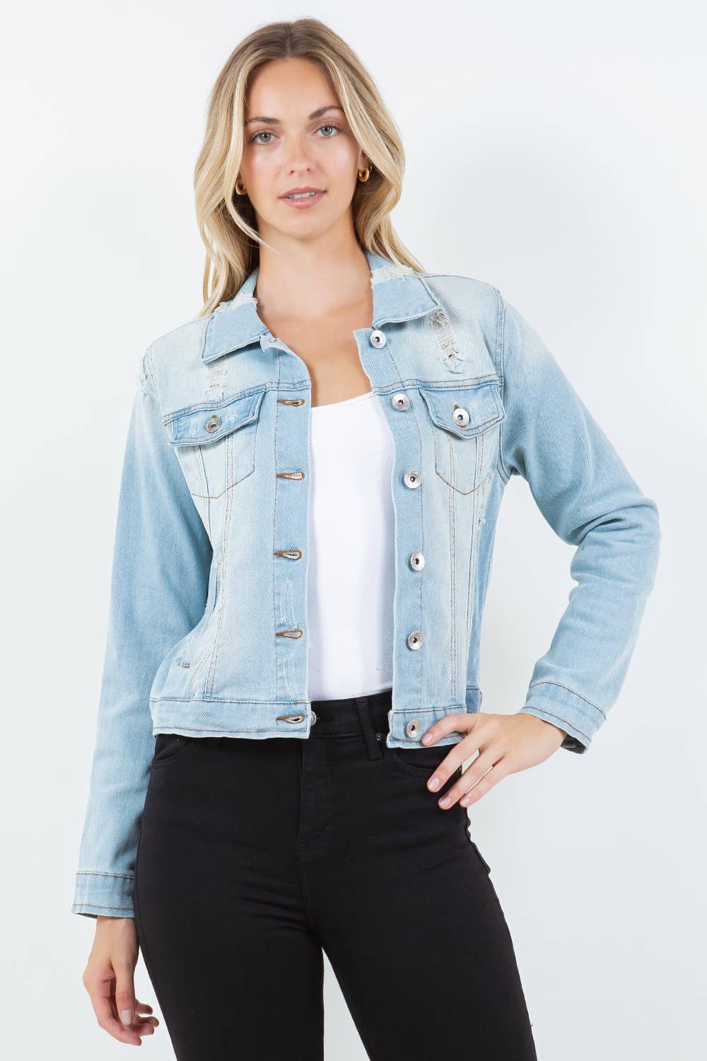 Veracci - Wholesale Denim Jacket - Women's - Stretch Classic Trucker Denim Jacket