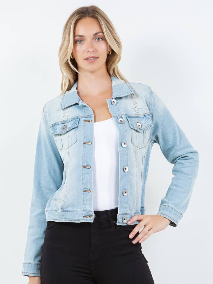 Veracci - Wholesale Denim Jacket - Women's - Stretch Classic Trucker Denim Jacket