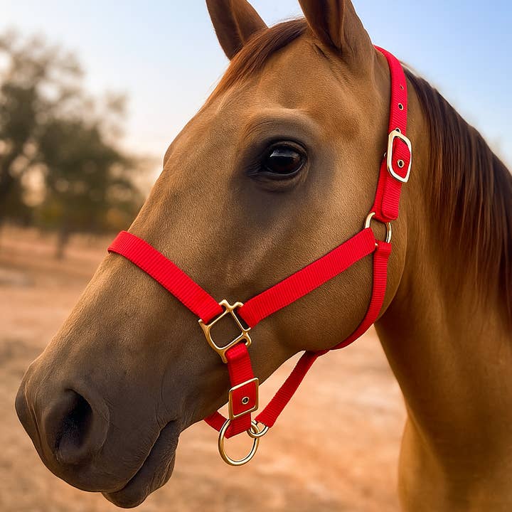 Rode Nylon Paardenhalster NHRED voor wholesale door Rodeo Drive