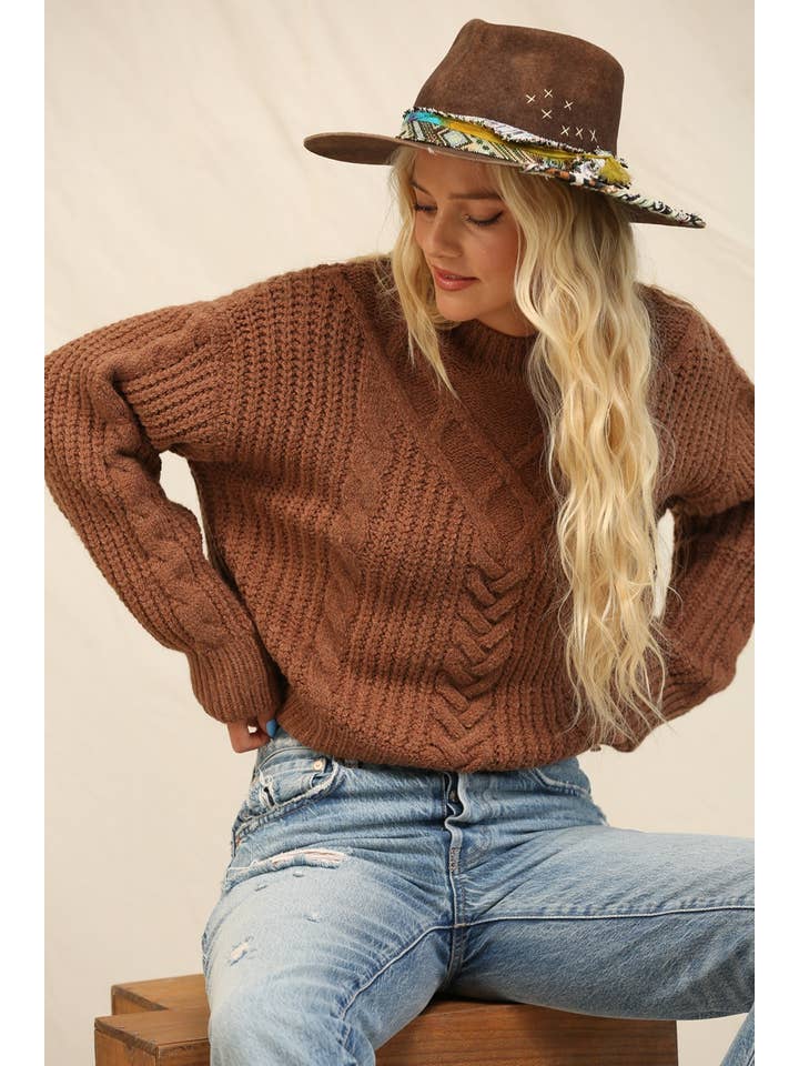 KyeMi - Wholesale Knit Sweater - Women's - Chunky Cable Knit Texture Sweater7