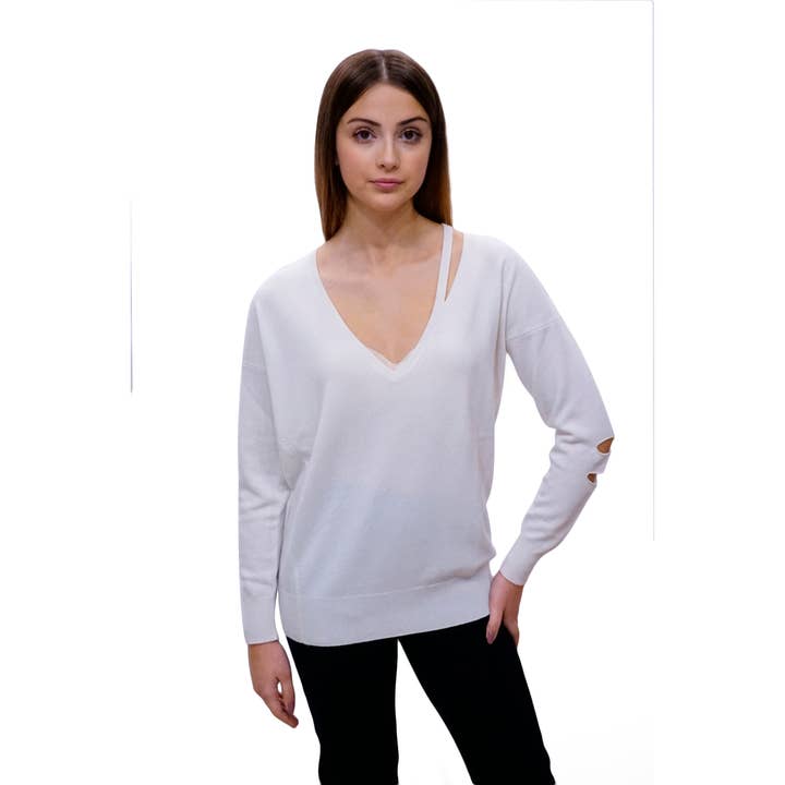 Cashmere sweater with slits for wholesale by Maria Di Ripabianca
