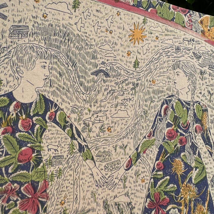 Tulips and Heather - Wholesale Art Print - Lesbian Archway Folk Art A4 Print3