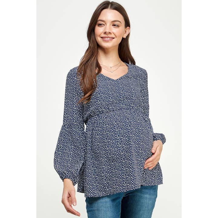 Blusa de Manga Comprida de Manga Comprida com Decote em V por atacado de Hello Miz