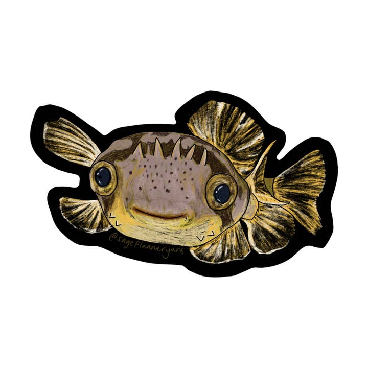 Pufferfish Sticker for wholesale by Sage Flannery Art
