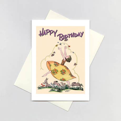 Laughing Elephant - Wholesale Birthday card - Joyous Girl With Rabbits - Birthday Card