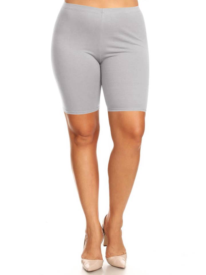 MOA COLLECTION - Wholesale Athletic Shorts - Women's - Women's Plus Size Casual Solid Biker Shorts (Open Pack)9