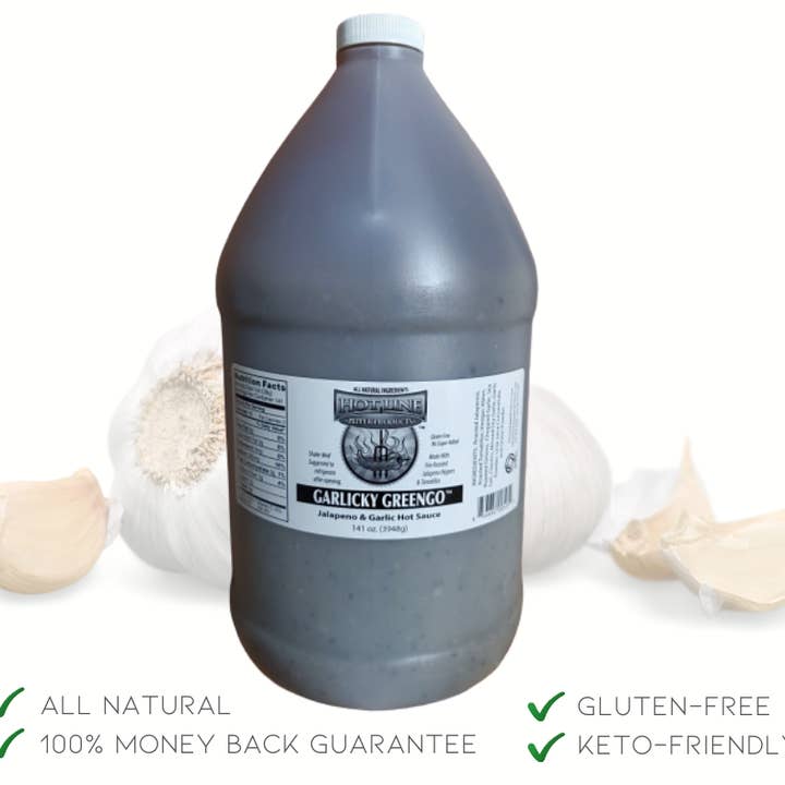 Hot Line Pepper Products LLC - Wholesale Hot Sauce - Garlicky Greengo Hot Sauce - 1 Gallon