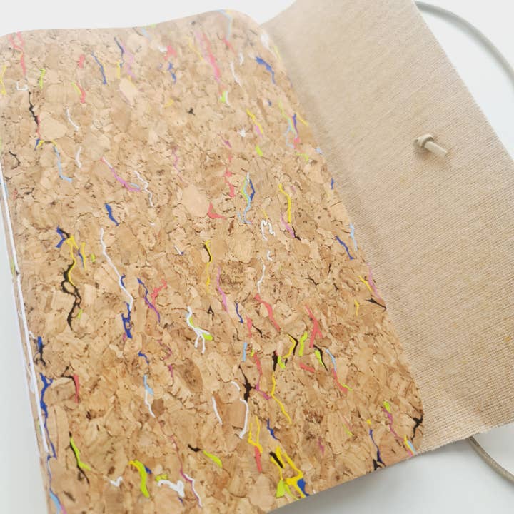 Rainbow Fleck Cork Notebook Journal for wholesale by Sarah Lou Crafts