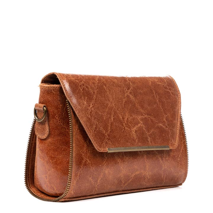 Sac bandoulière Mariola en cuir véritable avec daim stone washed pour la vente par FIRENZE ARTEGIANI