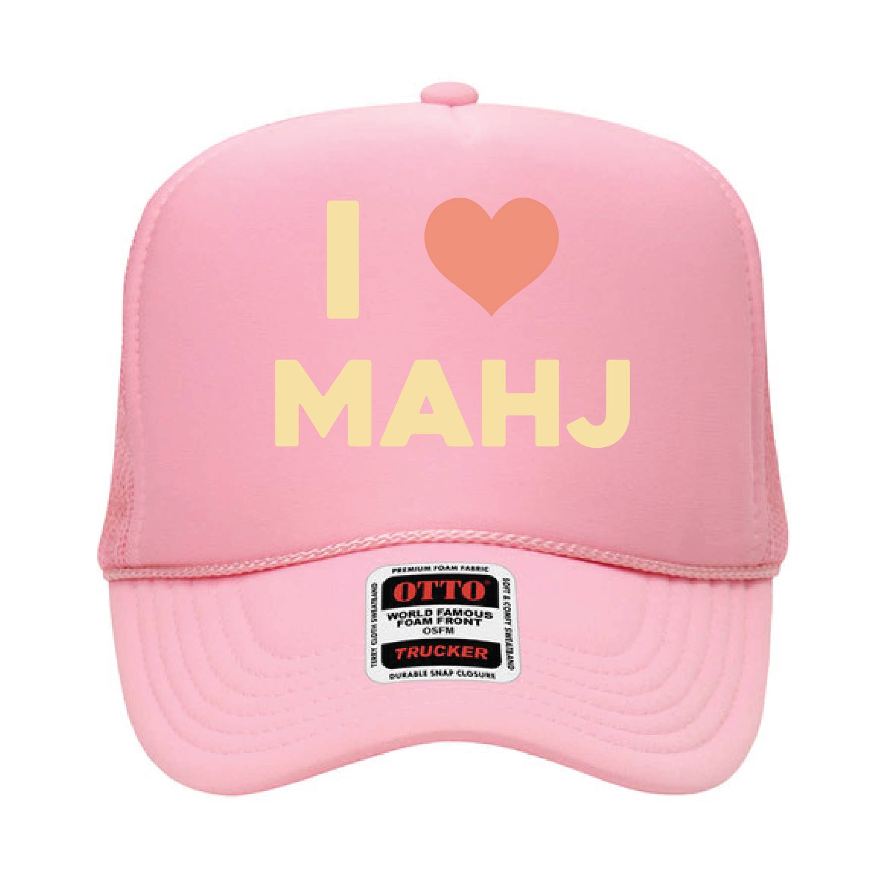 Palisades Gift Shop - Wholesale Trucker Hat - Unisex - I heart Mahj Trucker Hat Pink