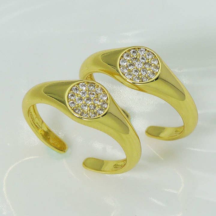 CZ Pave Round Dot Ring, Sku#O91 for wholesale by BestBeads&Beyond