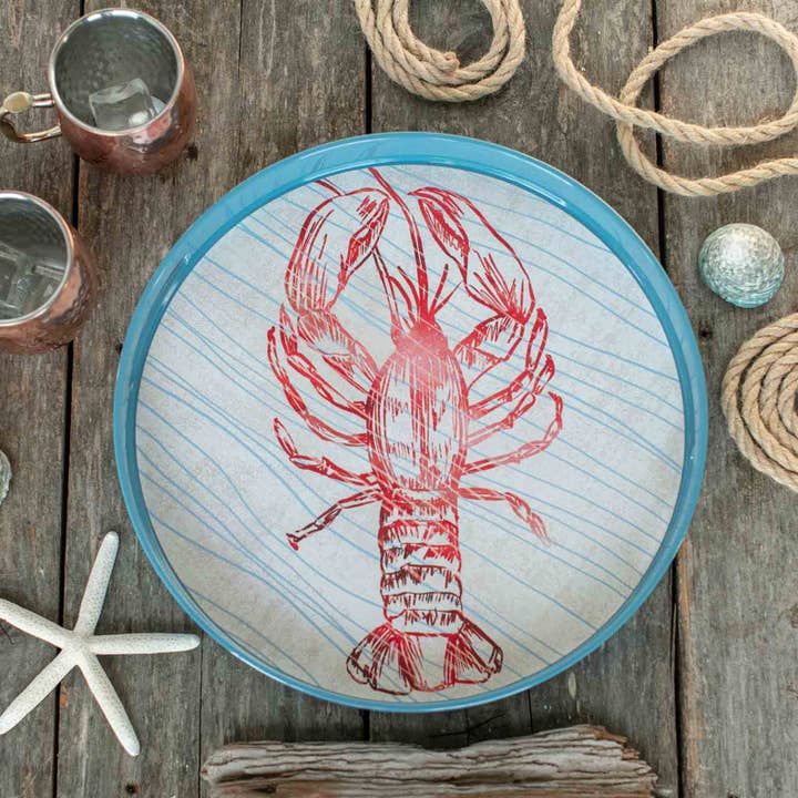rockflowerpaper - Wholesale Serving Tray - RED LOBBY 15 Inch Round Tray SALE