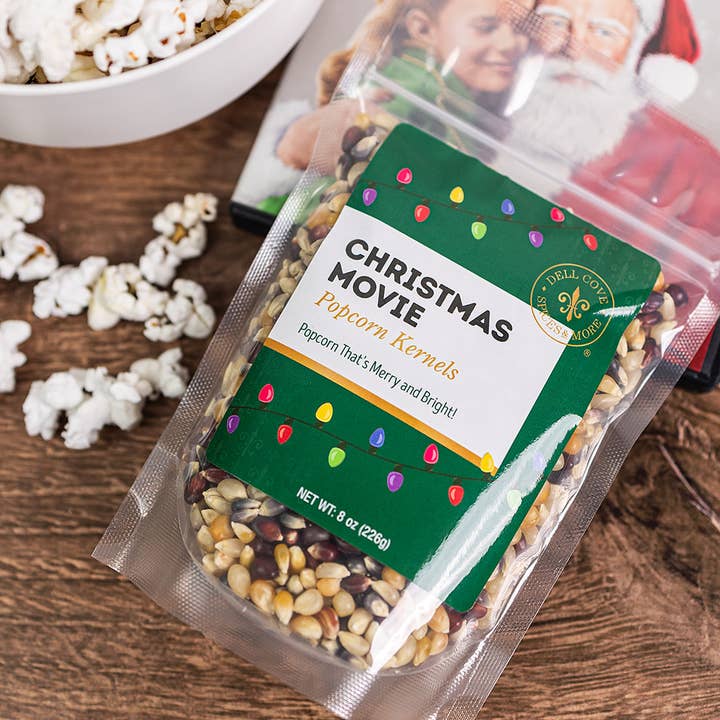 Dell Cove Spices & More Co. - Wholesale Popcorn Kernels - Christmas Movie Popcorn Kernels - Xmas holiday popcorn