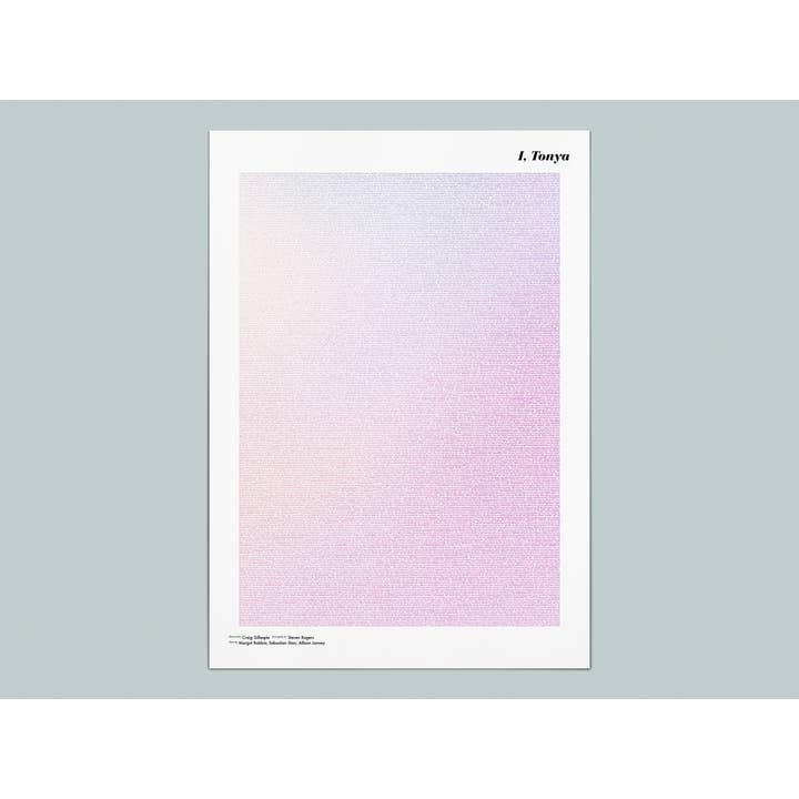 Affiche artistique du scénario I, Tonya avec dégradé typographique pour la vente par Fade Out Prints