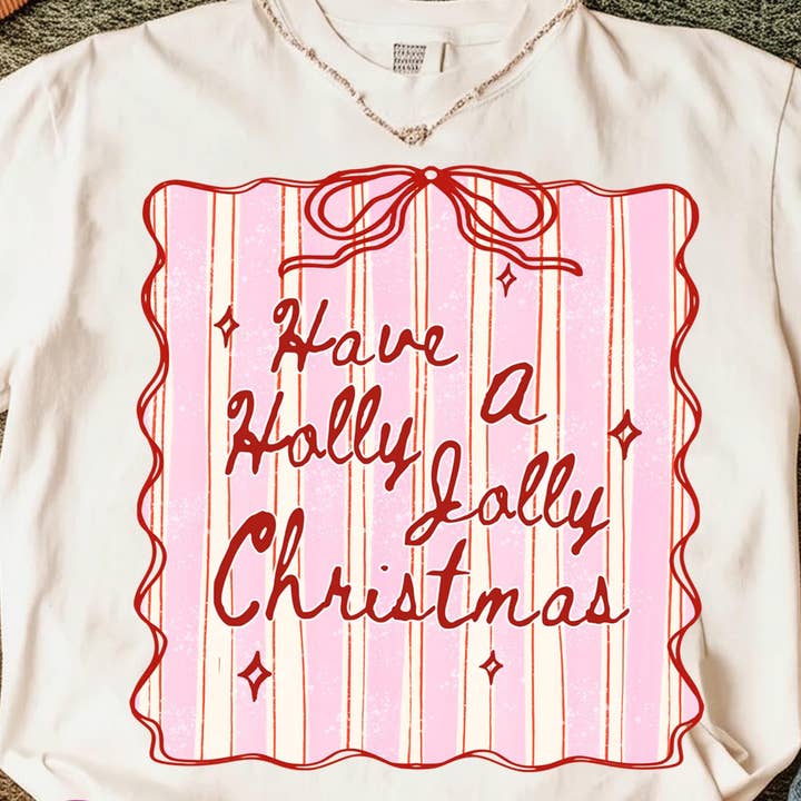 Glaime - Venta al por mayor Camiseta estampada - Mujer - Camiseta Holly Jolly Comfort Colors, Suéter Joy To The World1
