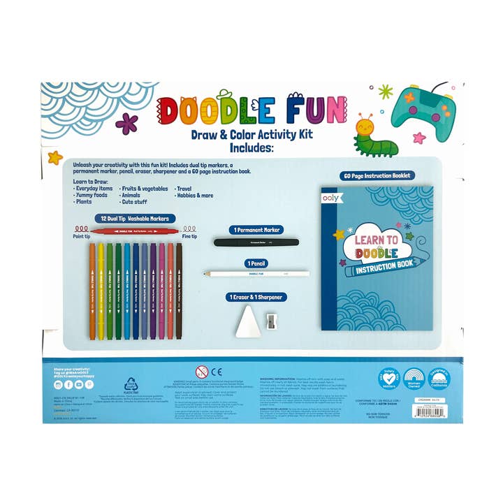 OOLY - Wholesale Art Set - Kids & Baby - Doodle Fun: Draw & Color Activity Kit (17 PC Set)1