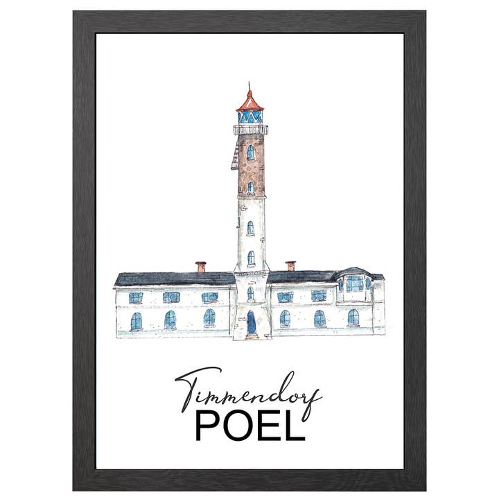 A2 Poster Timmendorf vuurtoren in frame voor wholesale door JOYIN