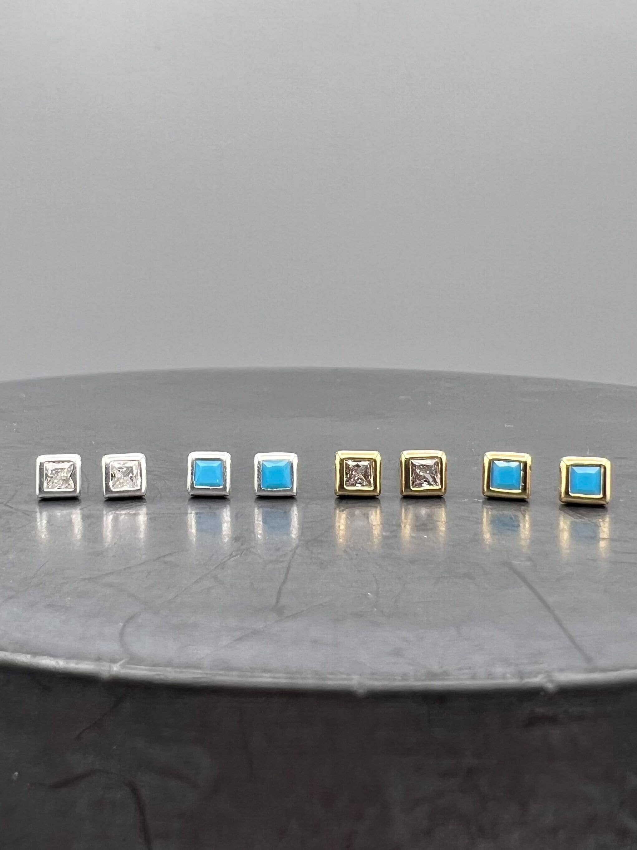 Something Silver - Wholesale Stud/Post Earrings - Mini CZ Square Bezel Studs3