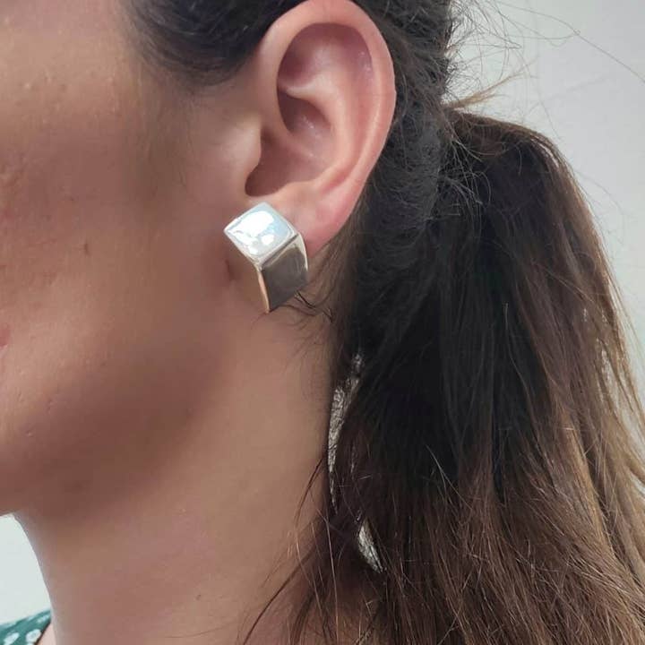 Brincos em forma de cubo 3D, prata 925, 9,5 g por atacado de Iroquoise