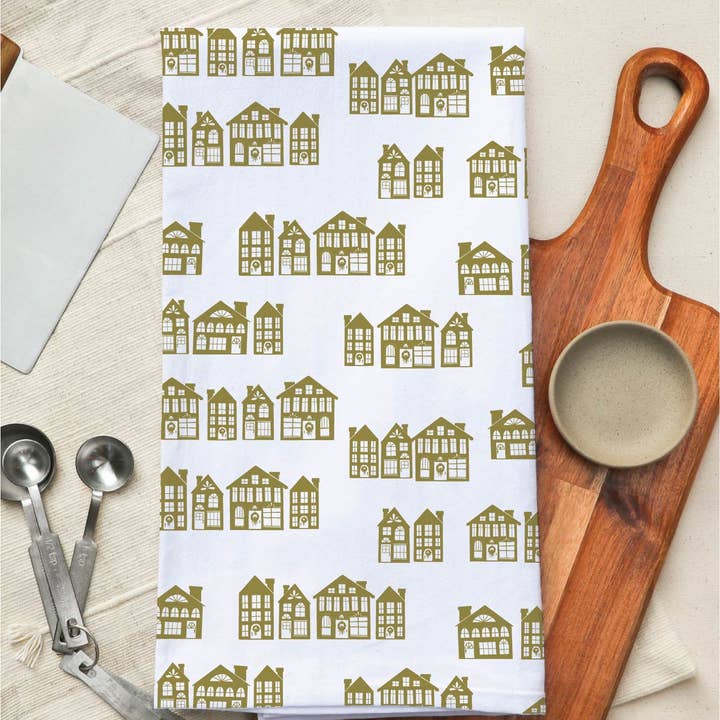 Muse Textiles - Wholesale Tea Towel - Tea Towel in Holiday Houses, Cotton19