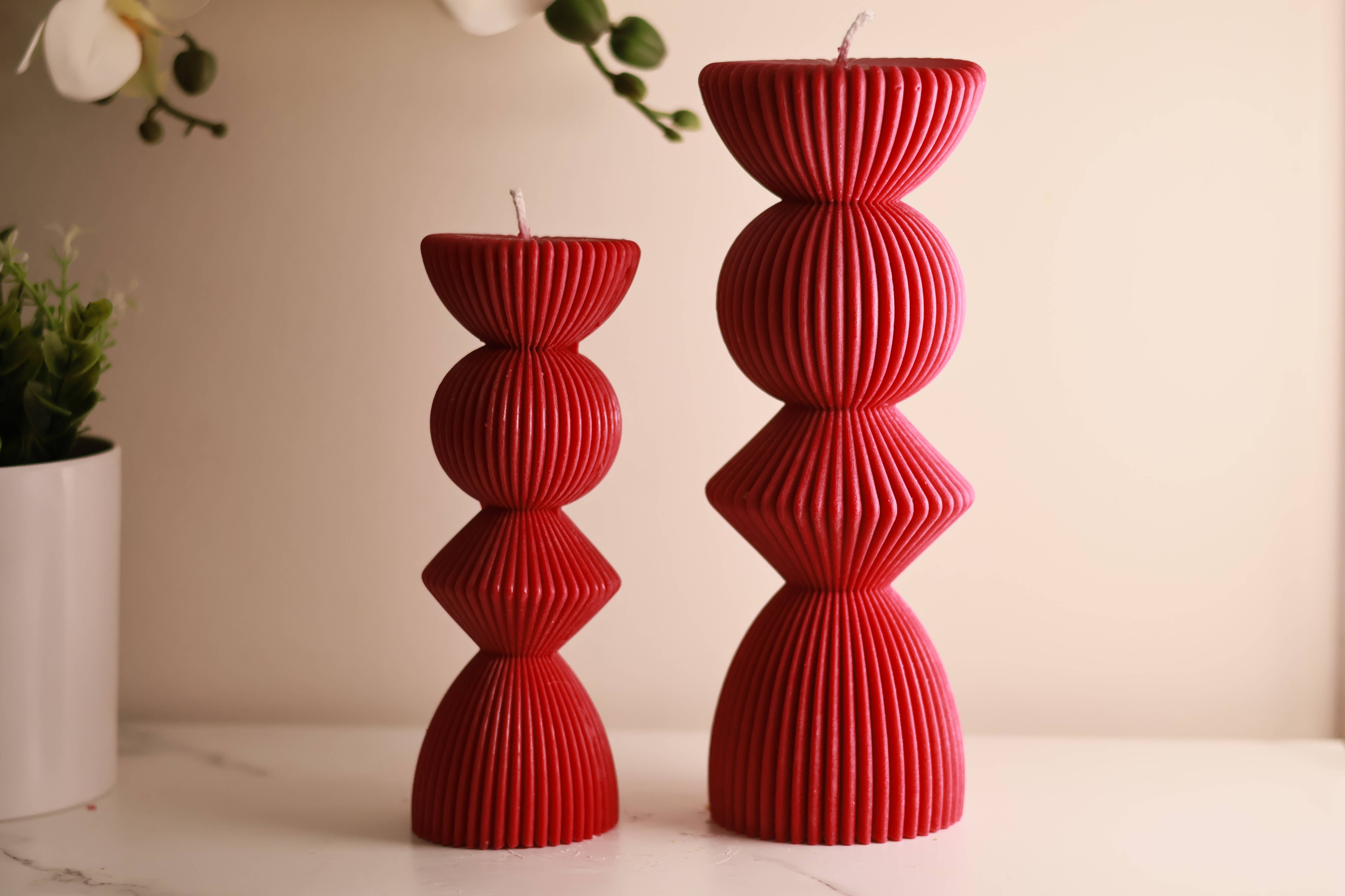 Agaboo Candle - Vente Bougies originales - Bougies à piliers côtelés surdimensionnées en deux tailles3