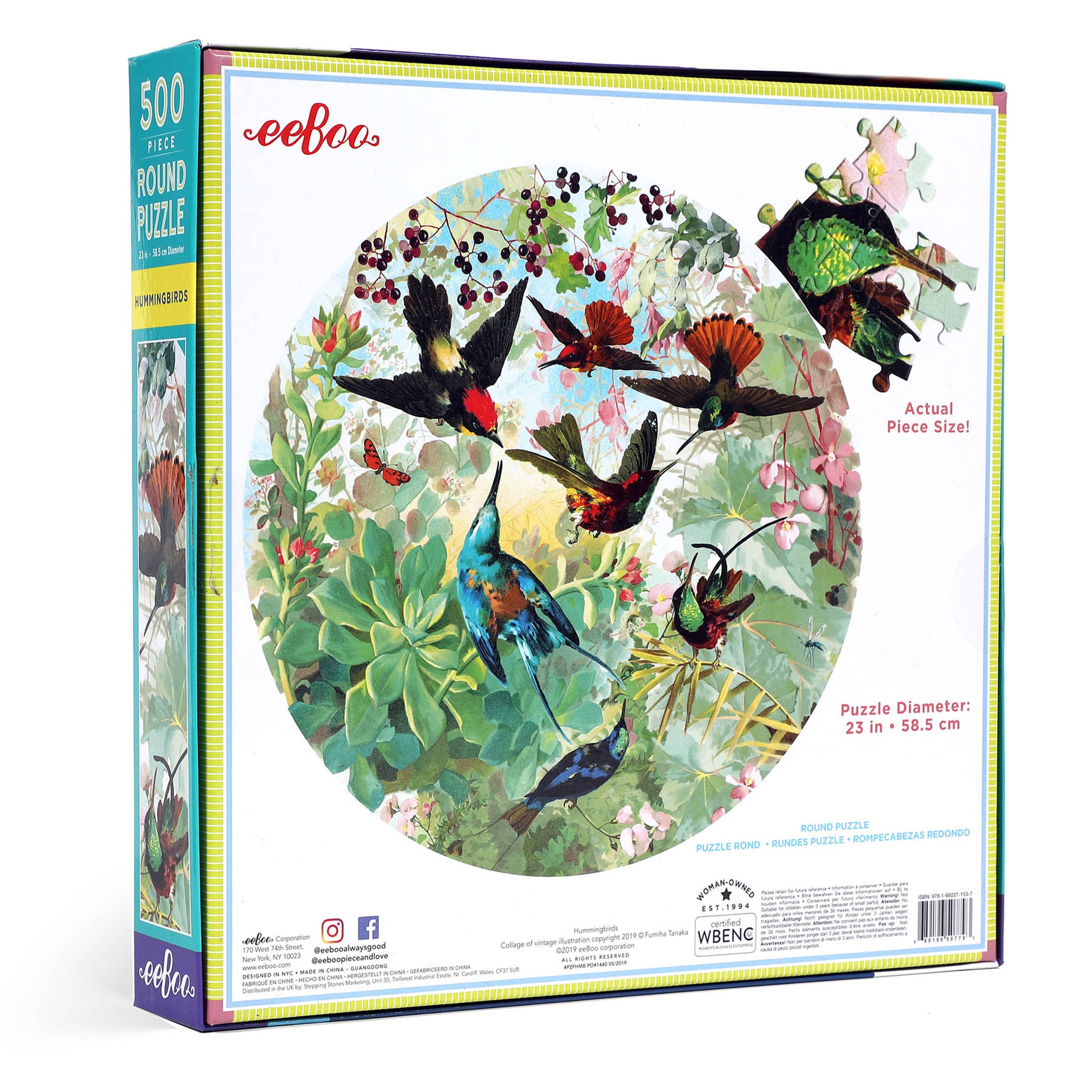 eeBoo - Wholesale Puzzle - Adult - Hummingbirds 500 Piece Round Puzzle1