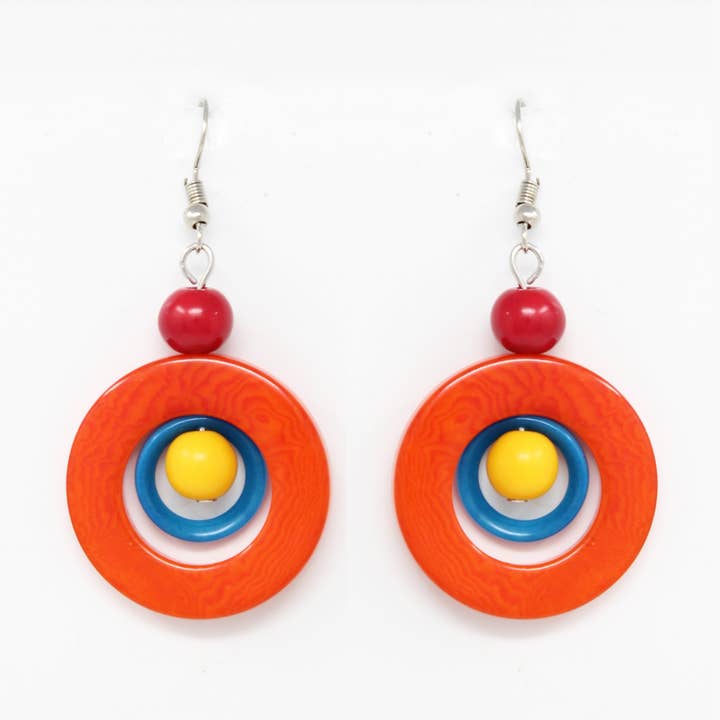 Muichic Natural Jewelry - Wholesale Dangle Earrings - Circles Tagua Earrings Handmade Fairtrade Lightweight0