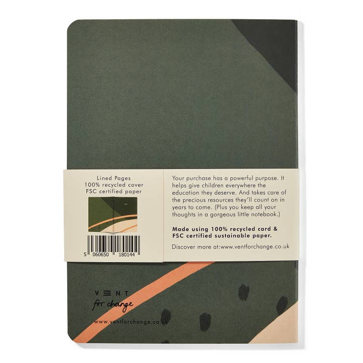VENT for Change - Wholesale Notebook - Notebook A5 Recycled & Sustainable Lined Paper Ideas - Green