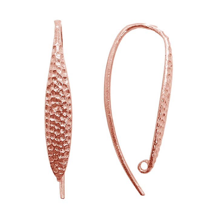 FRG-198 Rose Gold Overlay Hammered Long Earwire For Jewelry Making – Handcrafted In India for wholesale by Bali Designs