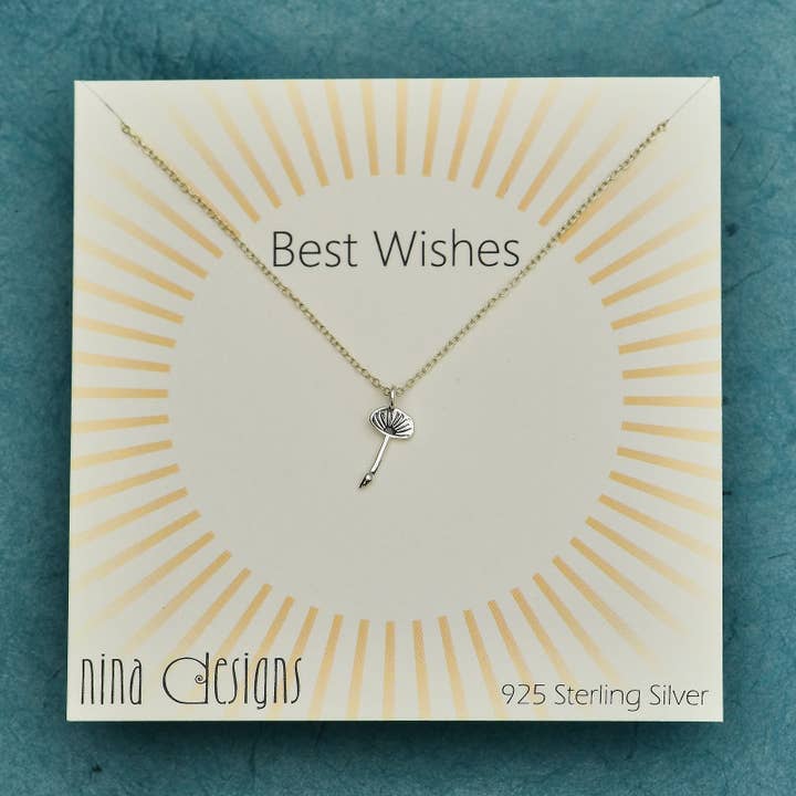 Nina Designs - Wholesale Pendant/Charm Necklace - Sterling Silver Dandelion Fluff Necklace 18 Inch