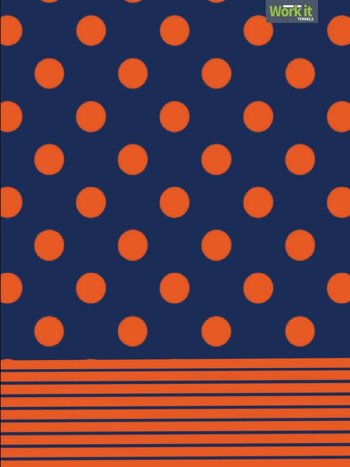 Game Day Navy and Orange Gym Towel for wholesale by Work It Towels