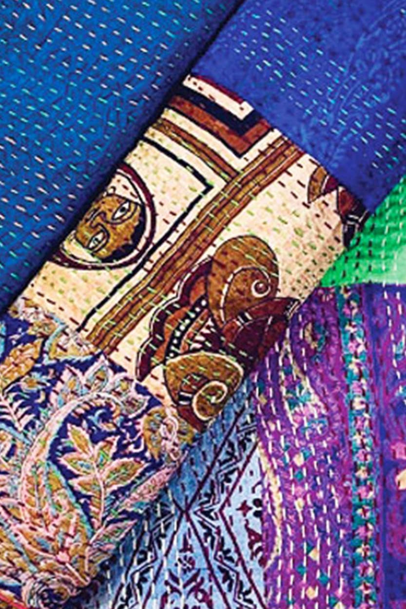 Sevya Handmade - Vente Plaids - Plaids en soie sari avec broderie kantha10