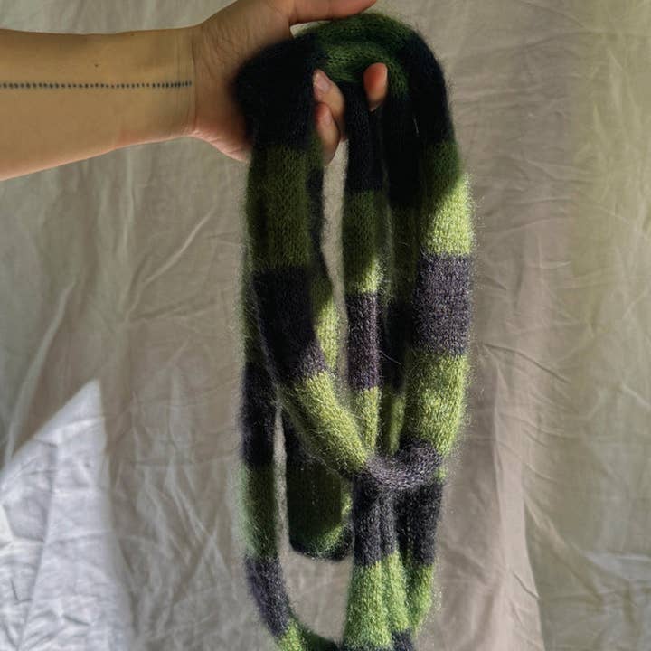 alberalkirk - Wholesale Scarf - Women's - Mohair Blend Long Loop Scarf Striped Pattern M5A0821