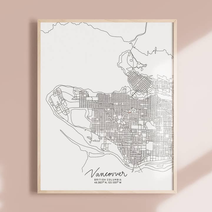 Carte minimale de Vancouver, Colombie-Britannique pour la vente par Bode Goods Co