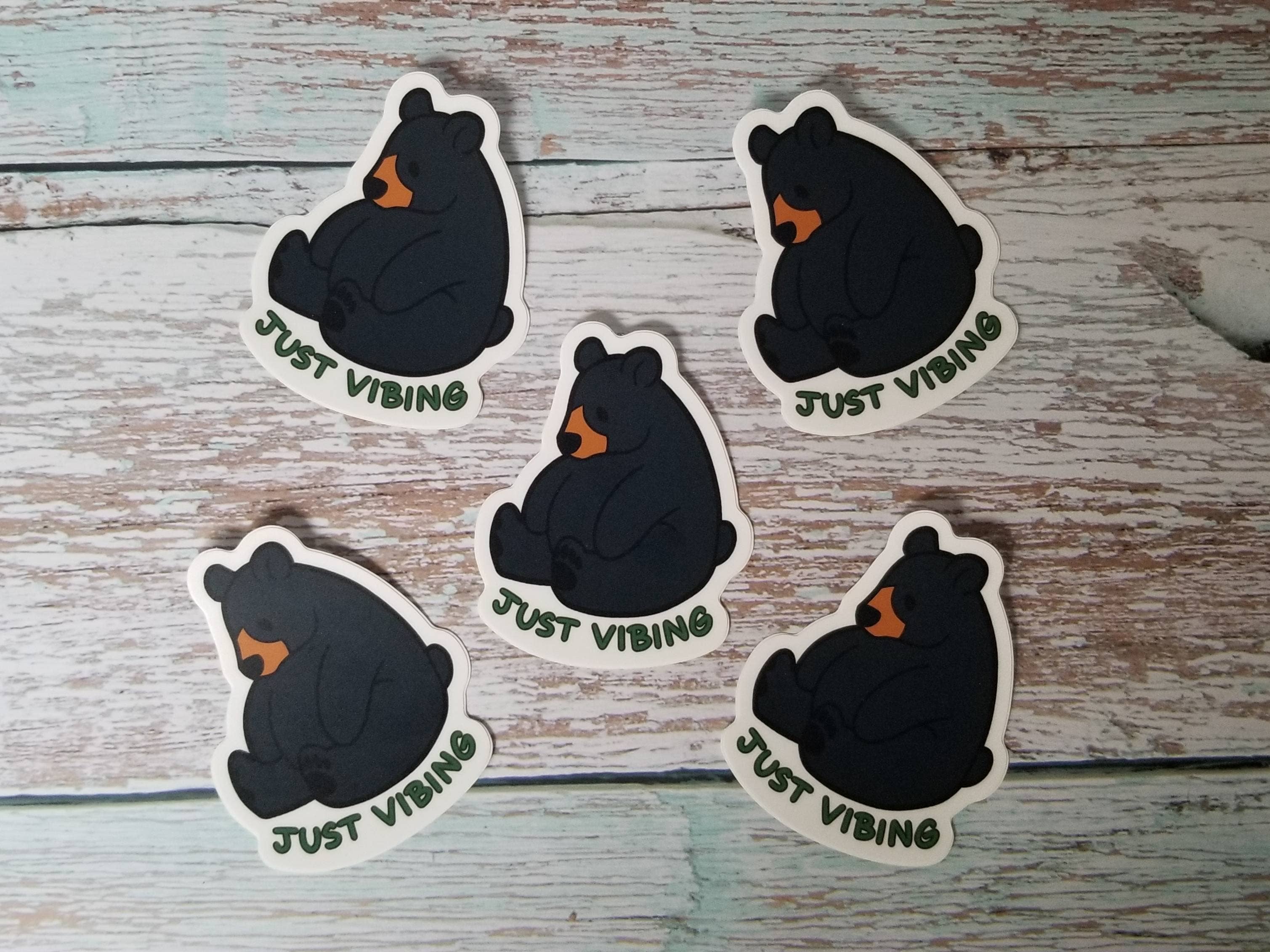 Jade Raven Arts - Wholesale Sticker - Just Vibing Black Bear Vinyl Sticker1